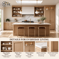Paket Kabinet Dapur Panel Melamin Siap Pasang dengan Set Pintu Depan untuk Program Volume Proyek Rumah Keluarga Tunggal