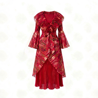 Vestidos de Mujer Otoño 2026, Elegantes Vestidos Maxi Africanos con Estampado Floral, Vestido de Fiesta Modesto con Volantes, Talla Grande, Estilo Miyake Plisado