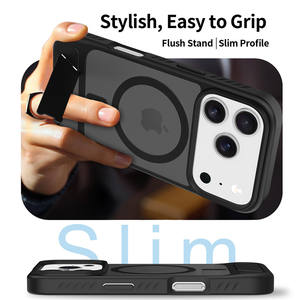 Funda rígida de piel translúcida para PC, funda de teléfono con cargador inalámbrico magnético mate arena para iPhone 17 Pro, soporte - Product Image 3