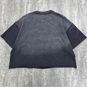 เสื้อยืดดีไซน์เนอร์ทรงบ็อกซี่ ผ้าถัก สไตล์สตรีทแวร์ ขายส่ง แบบโอเวอร์ไซส์ ขอบดิบ ล้างสีแบบแอซิด พิมพ์ลายตัวอักษร ทรงครอป ลายกราฟิก สำหรับผู้ชาย - Product Image 2