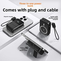 Batterie externe magnétique sans fil 3-en-1 avec logo personnalisé, prise secteur, 20000 mAh, charge ultra-rapide PD, support et ports USB multiples