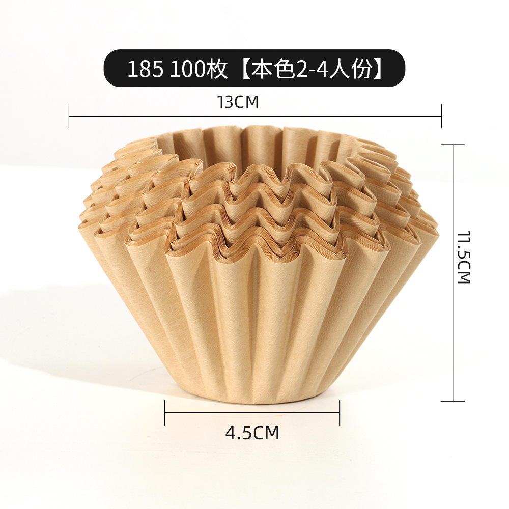 Papel de filtro de café en forma de pastel de color natural 185, 100 hojas [en bolsas]