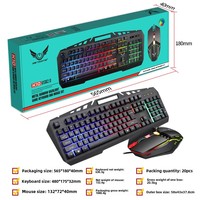 Ensemble clavier mécanique métallique RVB rétroéclairé 78 touches et souris sans fil 2400 DPI pour le gaming, interrupteurs noirs, en stock, vente en gros