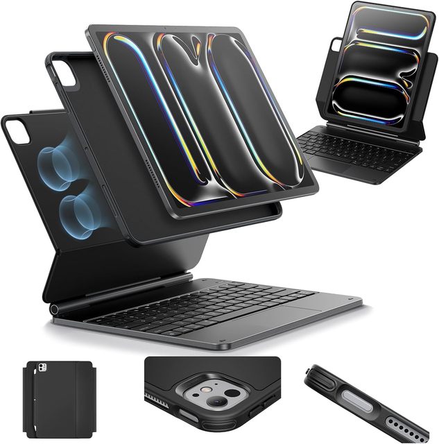 For iPad Pro13 Inch Case with Keyboard (M5/M4 2025/2024) Easy-Set Magnetic Stand Portrait/Raised Modes Removable Rebound 360 Wholesale OEM/ODM/Private Label