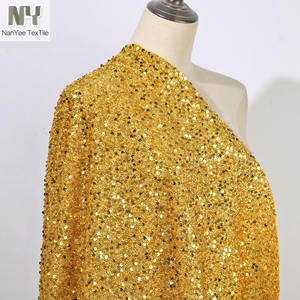 Nanyee textil poliéster pelo estilo lentejuela hilo bordado oro Paillette tela de lentejuelas - Product Image 4