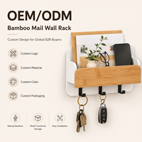 Organisateur de maison décoratif en bambou, porte-clés, boîte de rangement pour articles divers, étagères murales multifonctionnelles