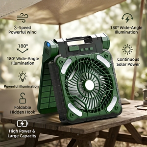 Ventilateur de camping portable à énergie solaire BC avec lampe LED et charge Type-C, idéal pour les situations d'urgence en extérieur - BCSF-01 Hi - Product Image 5