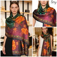 Selendang Wol 90X180 Cm/Syal Musim Semi-Musim Panas Wanita Pola Rantai & Geometris Syal Panjang Pelindung Matahari Grosir
