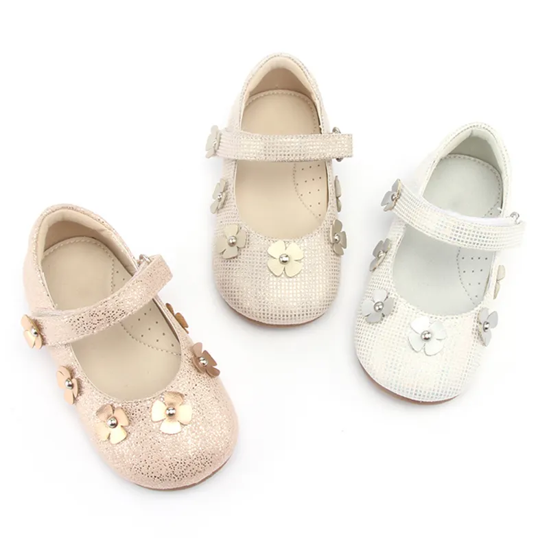 2022 Wholesale Kids Casual Flat Shoes Fashion Flower Wedding Party Dress Children Girls Princess Shoes