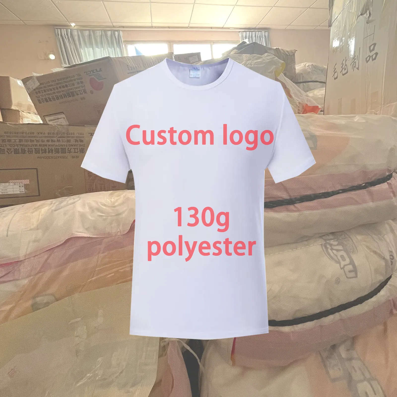 T-shirt sublimasi 130g 100% poliester t shirt sublimasi katun terasa logo khusus 100 t shirt sublimasi poliester