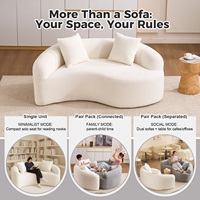 LY-042 S-förmiges Chenille-Ecksofa mit Doppeltiefe (21,3\" 26,8\") Weiß Ohne Montage Kompakt für Kleine Räume 400 Pfund 66,9\" L