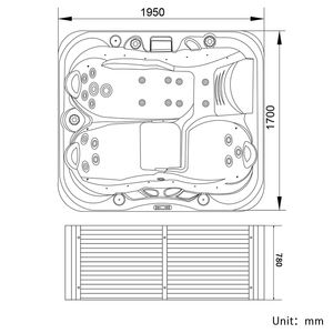 Modernes Design 3-Personen Hydro-Whirlpool Massage Umweltfreundlicher Acryl-Whirlpool Tragbarer Outdoor-Rechteck-<span class=keywords><strong>Spa</strong></span> LED-Beleuchtung Luftdüsen - Product Image 2