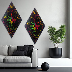 Decoraciones de pared de madera en stock, cartas de tarot de madera, forma geométrica de diamante, adecuadas para dormitorio y sala de estar, estilo bohemio. - Product Image 4
