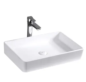 Hiện đại hình chữ nhật đúc đá lưu vực bồn rửa nhựa Countertop Matte chế biến dài hình chữ nhật phòng tắm bao gồm drainer khách sạn