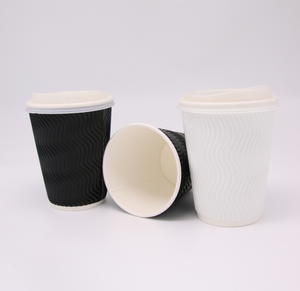 Tazze di carta usa e getta stampate personalizzate con rivestimento in resina Design singolo carta da parati per tè e caffè e coperchi - Product Image 6
