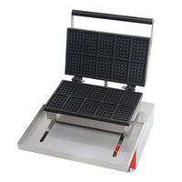 Machine à gaufres XEOLEO, machine à gaufres, grille carrée en nid d'abeille, commerciale, 10 pièces, forme belge, électrique, 1500W, acier inoxydable, 220