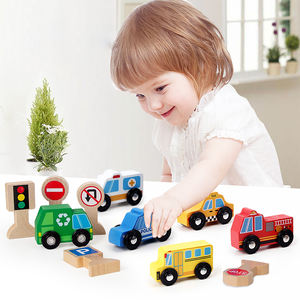 幼児木製おもちゃの車の道路標識は交通認識教育ゲームをブロックします - Product Image 2