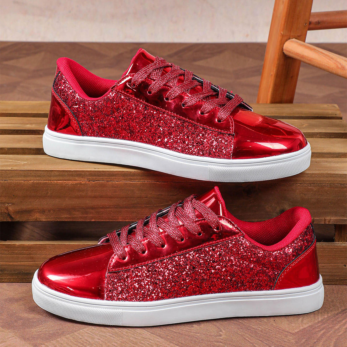 Tennis Shoes Sequins Shoes For Ladies Bling Bling Sneakers