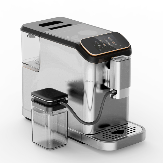 Fully Automatic Electric Espresso Coffee Machine with Touch Screen Self-Cleaning Milk Tank & Grinder for Hotel & Commercial Use
