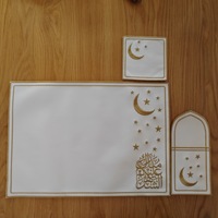 Décoration de table Ramadan Kareem, cuir PU luxueux, set de table arabe Ramadan, vaisselle EID, décoration de maison musulmane islamique