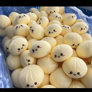 ของเล่นบีบตุ๊กตาซาลาเปาหน้ายิ้มหลากสีสัน น่ารัก พิมพ์ลายอารมณ์ขัน บีบแล้วคืนตัวช้า - Product Image 4