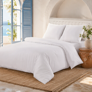 Poland Stock Cotton Bedding Set Solid White Duvet <b>Cover</b> for EU Dropshipping Guesthouse <b>Bed</b> Linen - Product Image 5