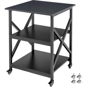 Support d'imprimante JH-Mech avec étagère de rangement réglable en hauteur, grande table d'imprimante carrée à 3 niveaux en acier noir - Product Image 1