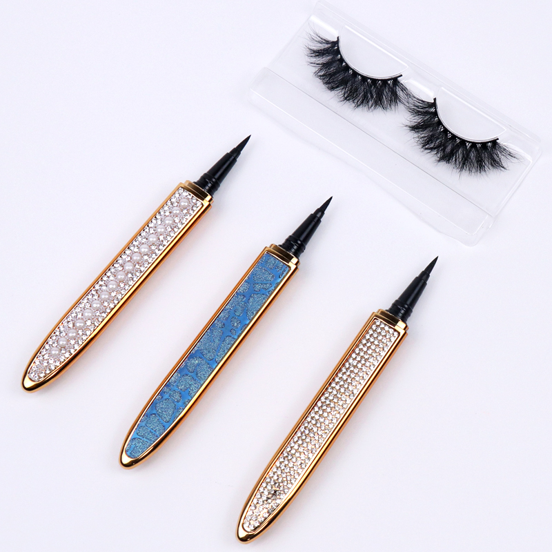 Новый дизайн, самоклеящаяся Алмазная подводка для глаз, клей частной марки, косметика, макияж, Водостойкая Подводка для глаз, ручка для ресниц