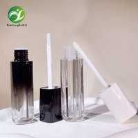 Tube de gloss à lèvres carré transparent noir de haute qualité avec bouchon à vis personnalisé – Emballage en gros