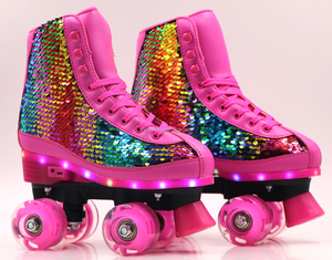Patins à roulettes <span class=keywords><strong>quad</strong></span> d'extérieur de bonne qualité avec roues en PU lumineuses, roulements ABEC-7 et conception à ressort - Product Image 2