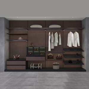 Big Walnut Veneer Hanging Wardrobe With Shelves and Tilted Shoe <b>Rack</b> - Product Image 2