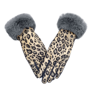 New Design Fashion Leopard Print Fleece-Lined Touchscreen Winter Women <strong>Warm</strong> <strong>Gloves</strong> - Product Image 3