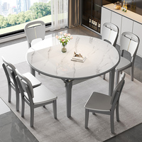 Table à manger en pierre de luxe léger, style moderne minimaliste nordique, extensible et pliable, en bois massif, réglable