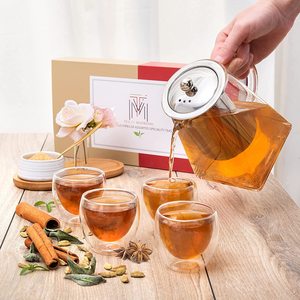 Set Teiera in Vetro Borosilicato con Logo Personalizzato 550ml/950ml, Resistente al Calore, con Infusore in Acciaio Inossidabile per Tè Sfuso - Product Image 5