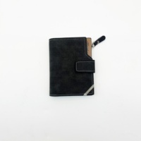 Dompet Pendek Pria Model Retro Motif Garis Kasual, Dompet Pendek Kulit PU Kanvas, Tempat Kartu Vintage, Dompet Motif Garis-garis Retro untuk Pria