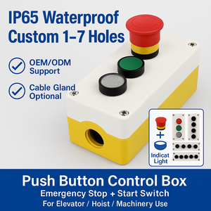 مخصص <span class=keywords><strong>3</strong></span> حفرة زر ضغط مربع محطة التحكم مع توقف الطوارئ Ip65 الضميمة البلاستيكية للماء - Product Image 2