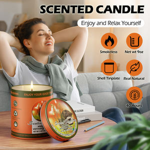 Ensemble de bougies parfumées AMBRE & <span class=keywords><strong>VETIVER</strong></span> & MUSC, lot de 2, 80 heures de combustion, bougies en cire de soja sans fumée, ensemble cadeau d'aromathérapie pour femmes et hommes - Product Image 4