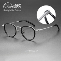 Monturas de Gafas Clásicas de Titanio Puro y Acetato Mixto, Color Carey, para Hombre, Modelo Yvan 999.9