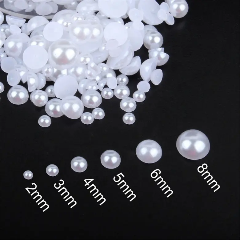 Perles ABS demi-rondes en plastique, vente en gros, 6mm, fausses perles, en vrac, livraison gratuite