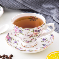 5 pièces théière rouge de petite taille motif anglais tasse à thé et soucoupe ensemble pour 2 personnes