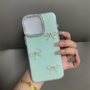 Custodia per telefono con fiocco <span class=keywords><strong>rosa</strong></span> glitterato di lusso per <span class=keywords><strong>iPhone</strong></span> 17 16 15 14 <span class=keywords><strong>Pro</strong></span> <span class=keywords><strong>Max</strong></span> Bling Sparkle Diamond <span class=keywords><strong>cover</strong></span> per cellulare per ragazze - Product Image 6