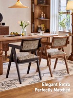 Chaise de salle à manger de style mi-siècle avec accoudoirs en bois de frêne et dossier en bois massif, pour la maison et l'hôtellerie