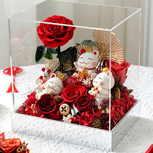 2025 ans fleur éternelle boîte carrée acrylique Premium cadeau mi-automne Festival présent pour petite amie saint valentin <span class=keywords><strong>Obest</strong></span> qualité - Product Image 4