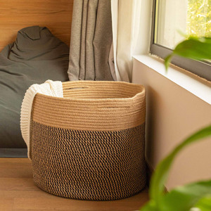 American-style cotton rope laundry <b>basket</b>, household <b>basket</b>, magazine storage <b>basket</b>, laundry hopper, storage <b>basket</b>, folding - Product Image 2