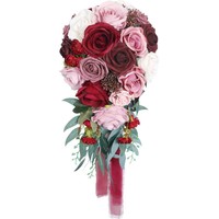 Bouquet de mariée en forme de goutte d'eau, style européen, accessoire photo de mariage, roses en soie faites à la main, bouquet de fleurs artificielles