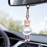 Diffuseur de voiture en verre 10 ml, désodorisant à suspendre aux vitres, avec bouchon en bois, pour huiles essentielles et parfums, emballage inclus