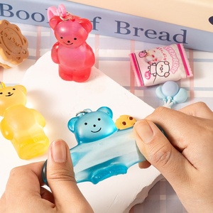 Trendy Rainbow Bear Squishy <b>Keychain</b> Maltose Texture Slow Rising Stress Relief Toy Wholesale - Product Image 3