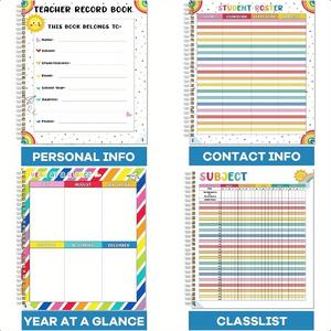 <span class=keywords><strong>Carnet</strong></span> <span class=keywords><strong>de</strong></span> notes pour enseignant à spirale avec sections Gratitude et <span class=keywords><strong>Santé</strong></span> pour l'organisation en classe et le développement personnel - Product Image 2