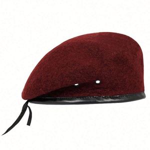 High Quality Outdoor 100% Wool Beret Hat for Men Green French Style Beret Hat - Product Image 4