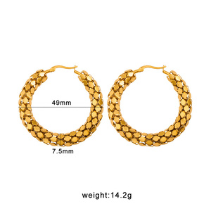 Luxury Fish Scale Hoop Earrings 18K Gold Plated <strong>Stainless</strong> <strong>Steel</strong> Elegant Dangle Earrings for Women Vacation <strong>Jewelry</strong> - Product Image 1